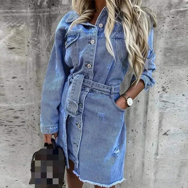 GR | Kleid Langarm Button Up Hemdkleid Minikleid