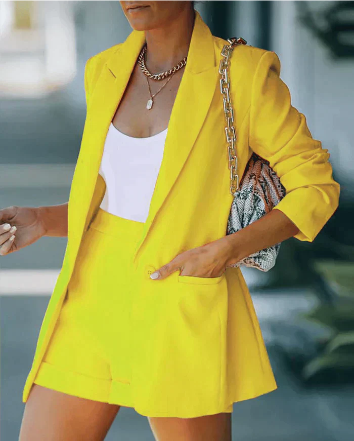 GR | colorful blazer & short set