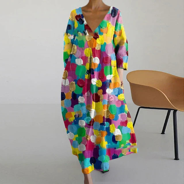 GR | Elegant, colorful summer dress with print
