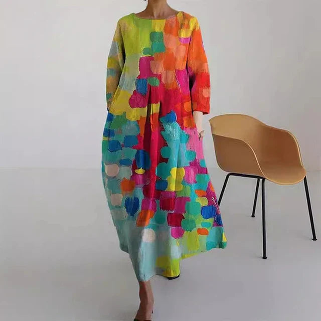GR | Elegant, colorful summer dress with print