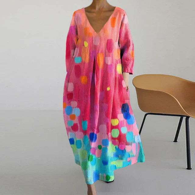 GR | Elegant, colorful summer dress with print