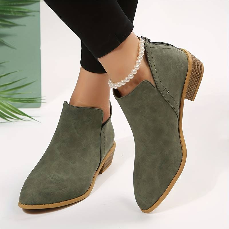 GR | Casual non-slip ankle boot with pointed toe and zipper