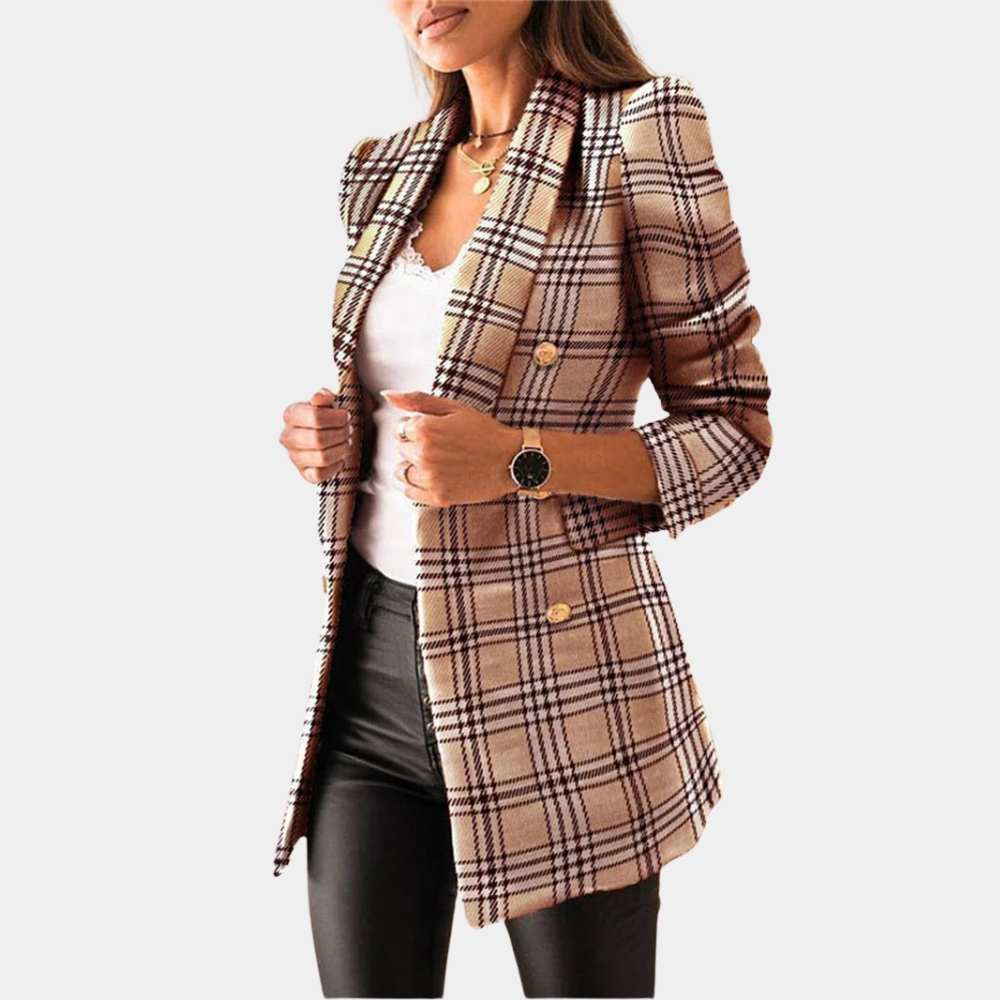 GR | Elegant Tweed Blazer with Double Buttons for Women