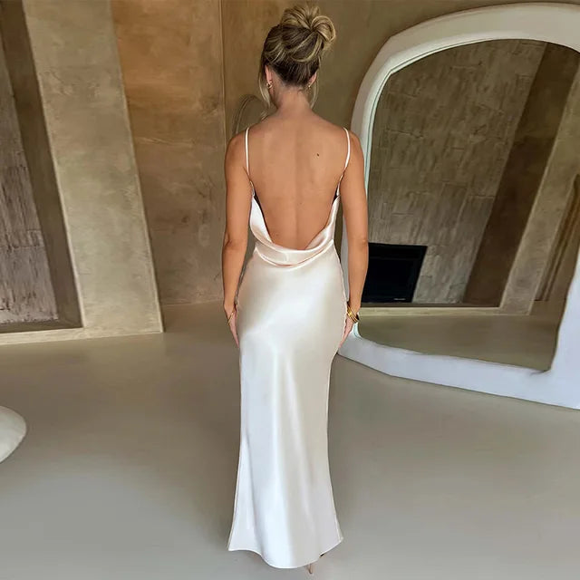 GR | Rückenfreies Satin Kleid für Damen
