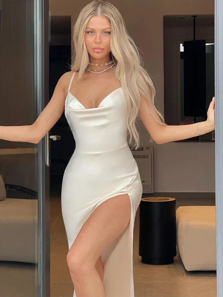 GR | Rückenfreies Satin Kleid für Damen