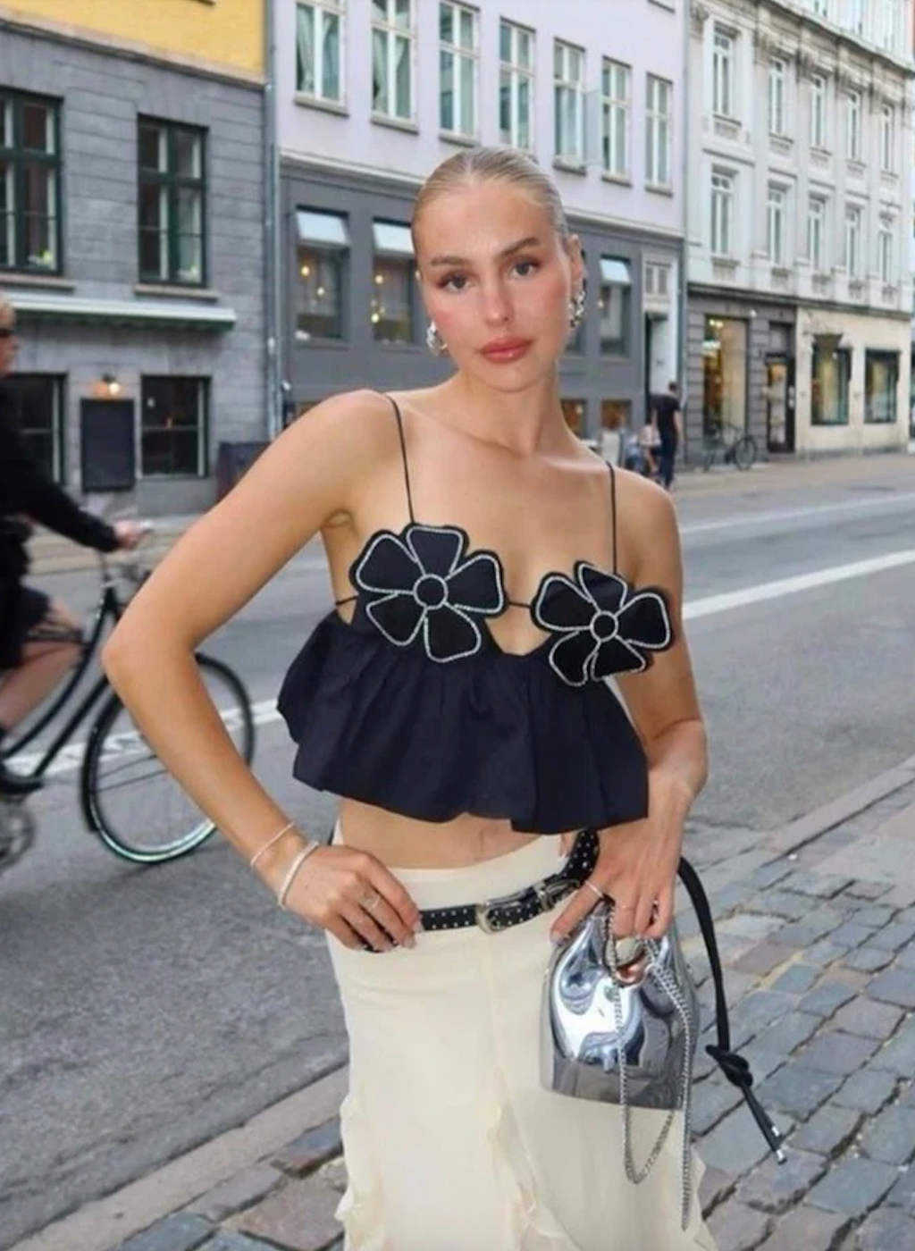 GR | Rhinestone-embellished crop top for women 