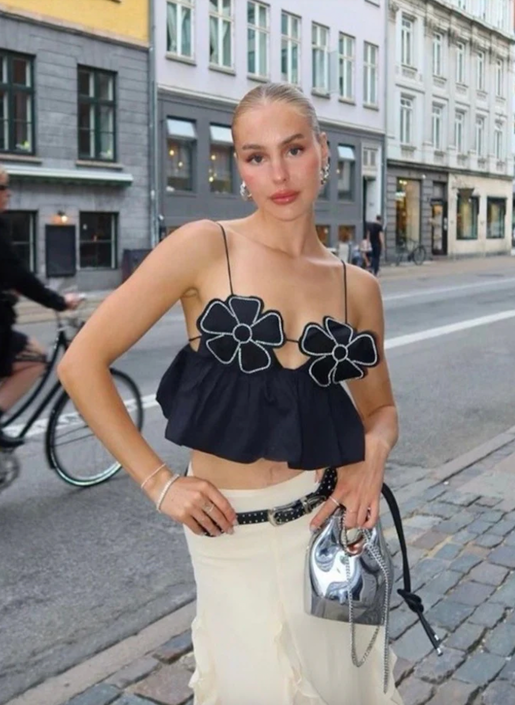 GR | Rhinestone-embellished crop top for women 