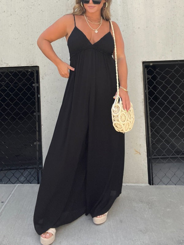 GR | Jumpsuit with V-neck and wide straps