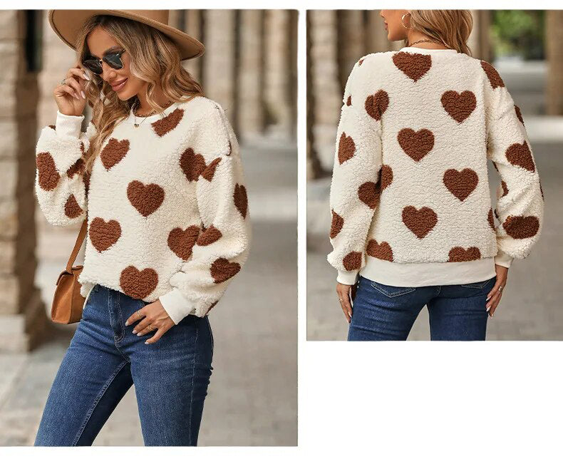 GR | Casual winter sweater with hearts for women 