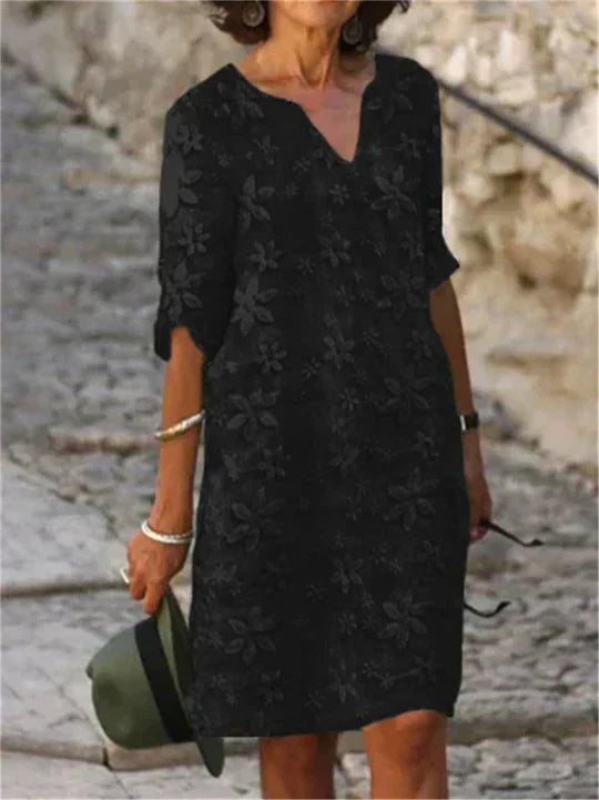 GR | Elegantes Floral-Midi-Kleid