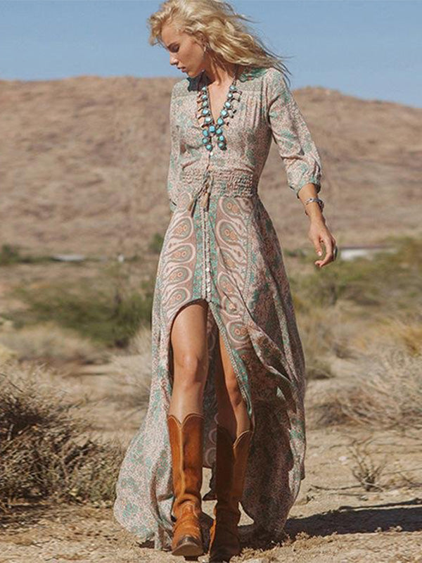 GR | Lange Chiffonkleid mit Rüschen