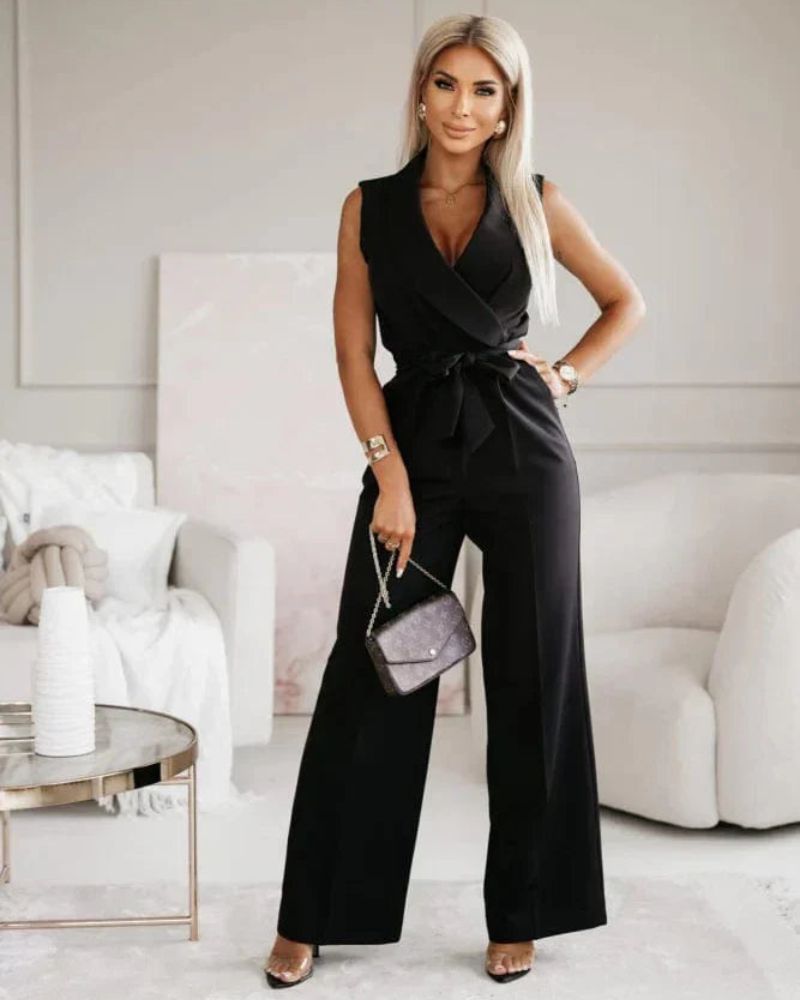 GR | Sleeveless jumpsuit, V-neck, wide-cut jumpsuit, women's clothing