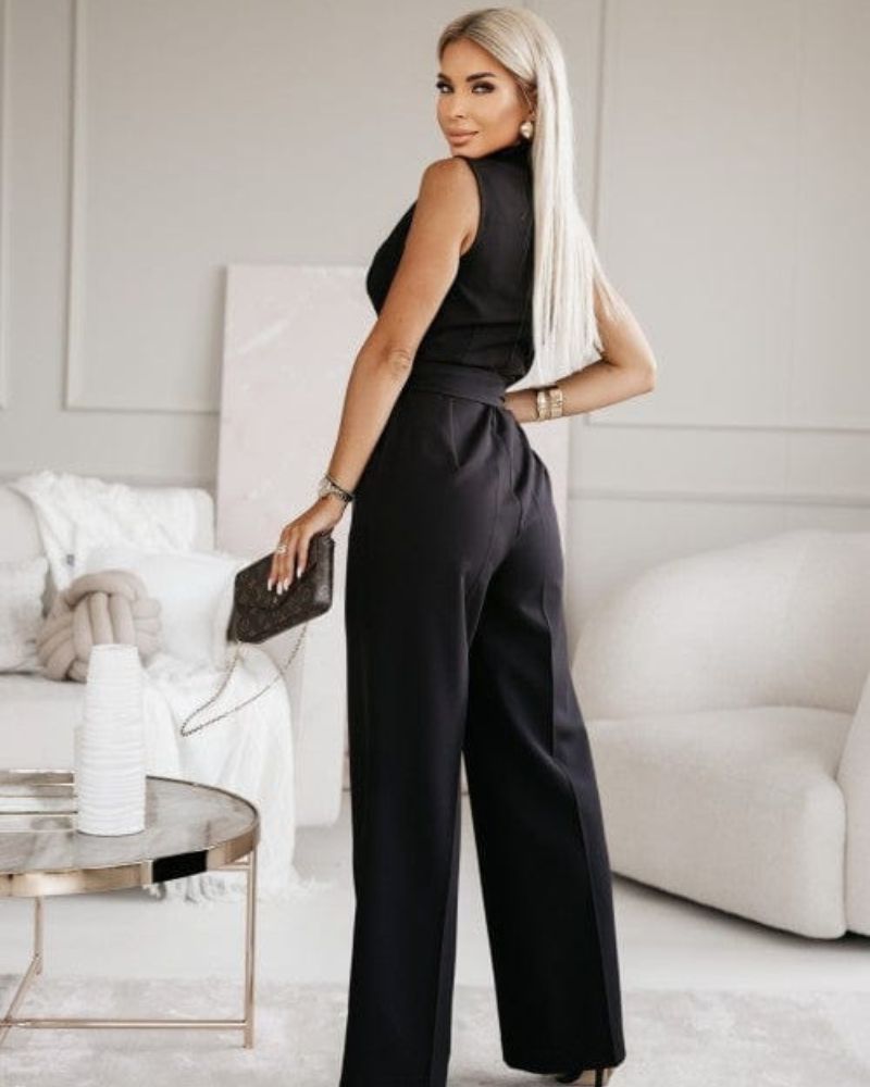 GR | Sleeveless jumpsuit, V-neck, wide-cut jumpsuit, women's clothing