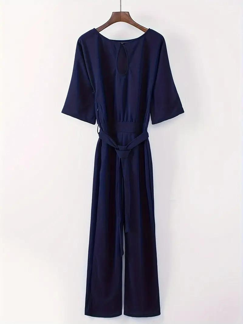 GR | Jumpsuit Wide leg Waist belt Three-quarter sleeves Elegant fit