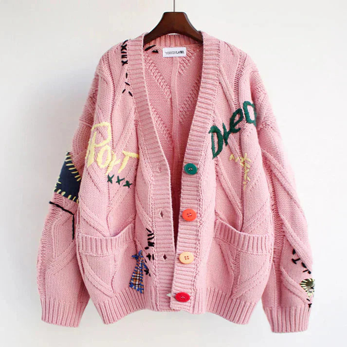 GR | Strickjacke Mit Patchwork Details