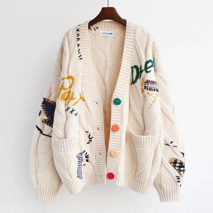 GR | Strickjacke Mit Patchwork Details