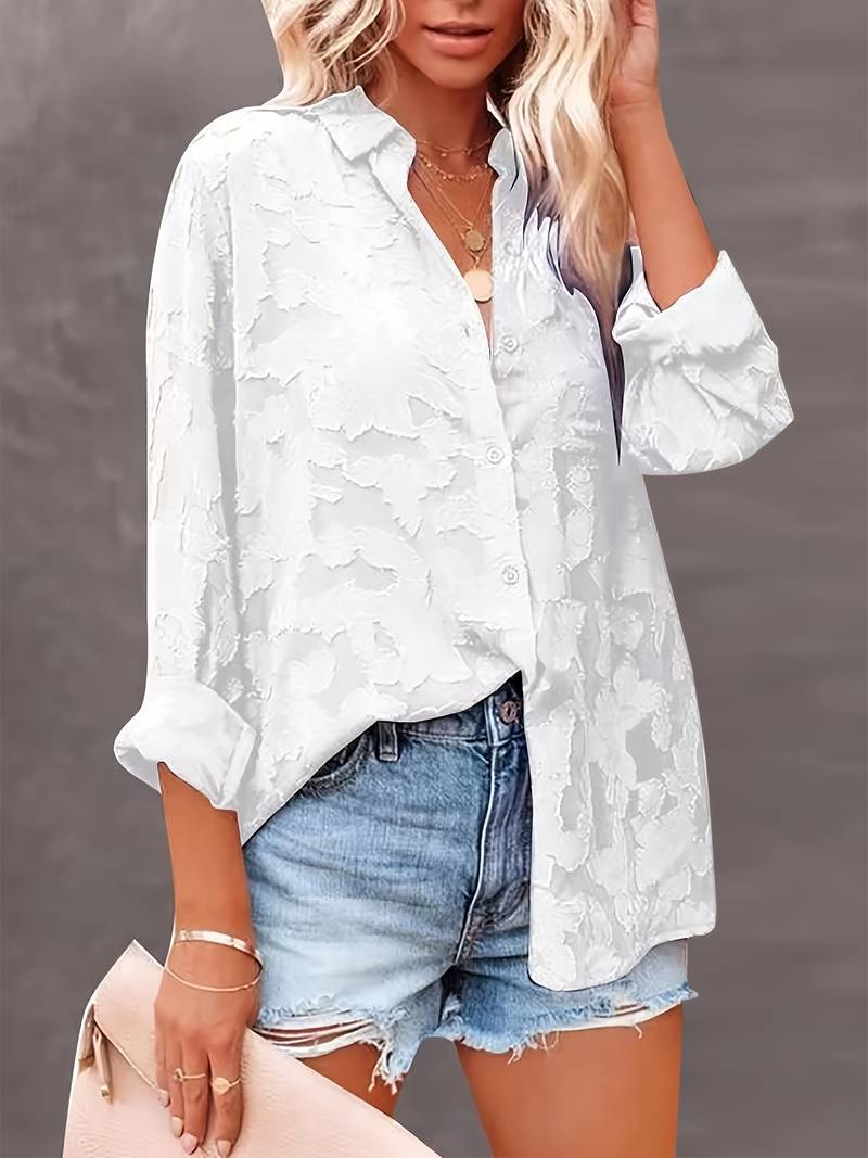 GR | Elegant button-up shirt in jacquard weave
