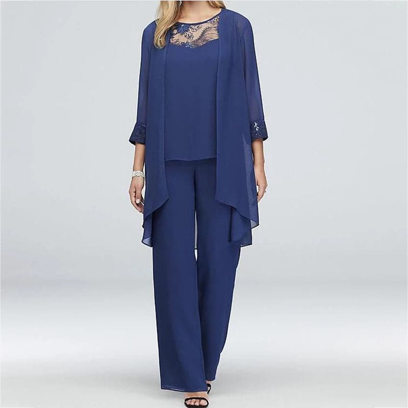 GR | Overall 3-piece set Elegant jacket & lace top Relaxed fit