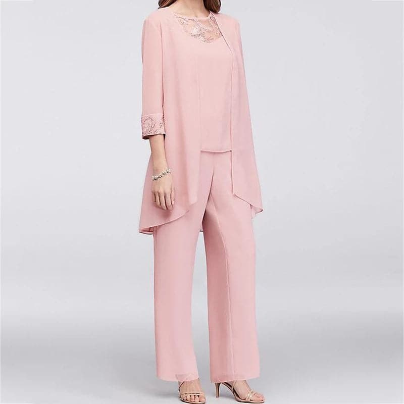 GR | Overall 3-piece set Elegant jacket & lace top Relaxed fit