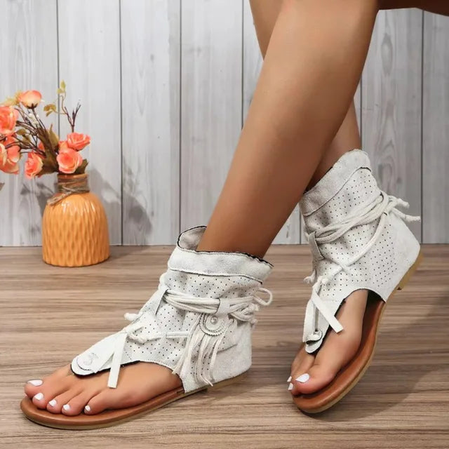 GR | Retro Vintage Wildleder Frauen Sandalen