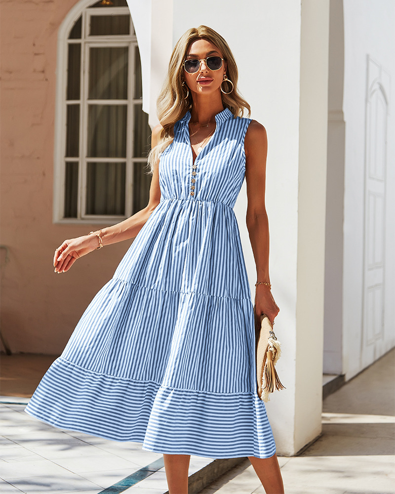 GR | Gestreiftes Midikleid für Damen