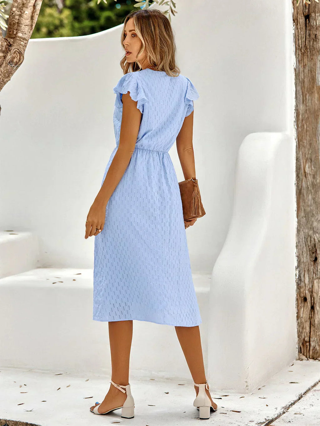 GR | Elegantes Baumwollkleid mit Flatternden Ärmel