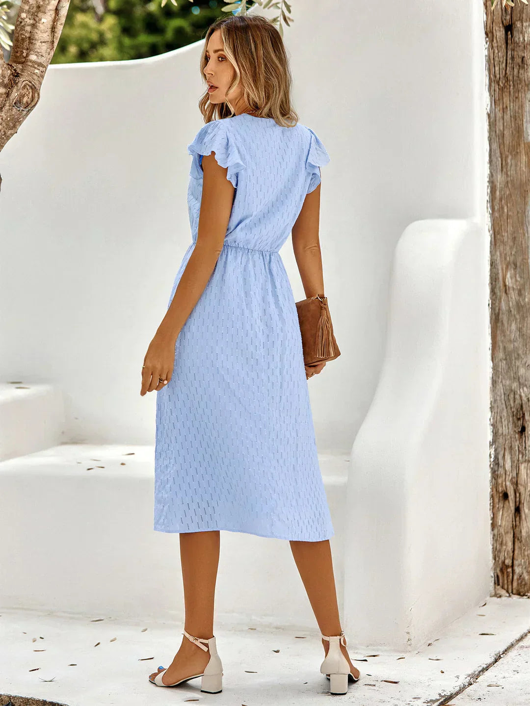 GR | Elegantes Baumwollkleid mit Flatternden Ärmel