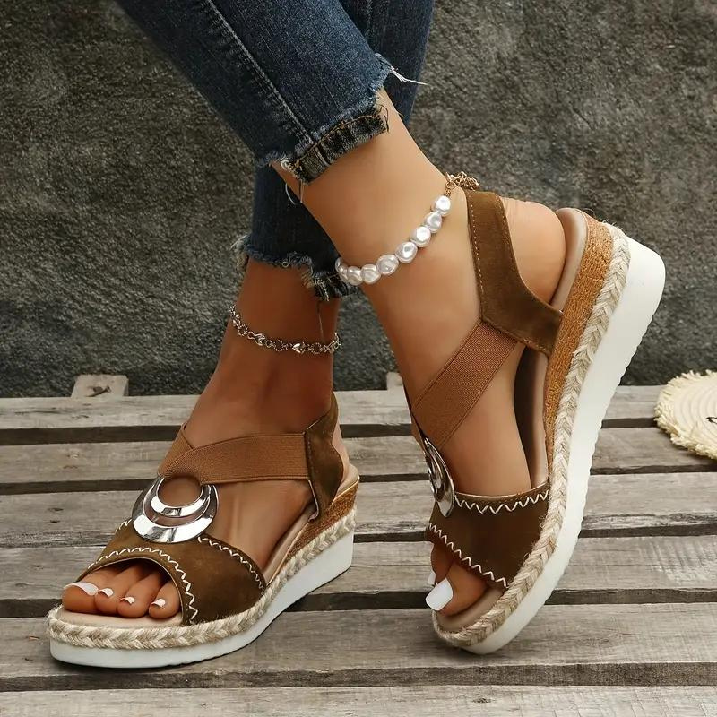 GR | Sandals, platform, elastic strap, wedge sandals, shoes for summer