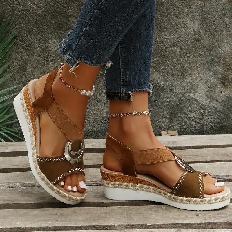 GR | Espadrille sandals, platform, elastic band, wedge heels, summer shoes