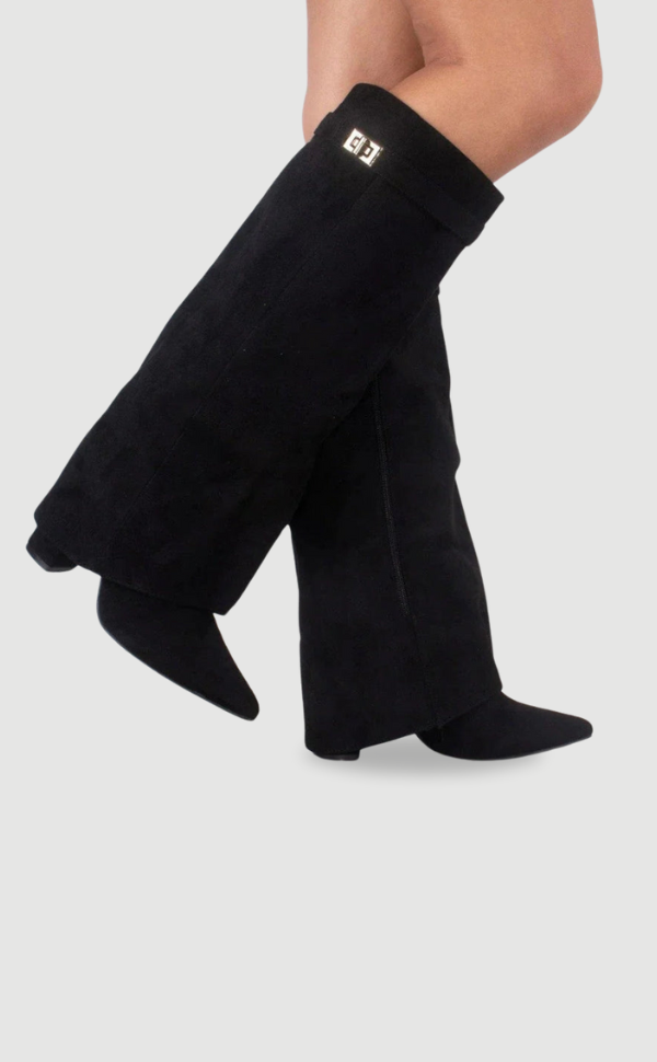 GR | Elegant women's boots made of high-quality suede with golden accents