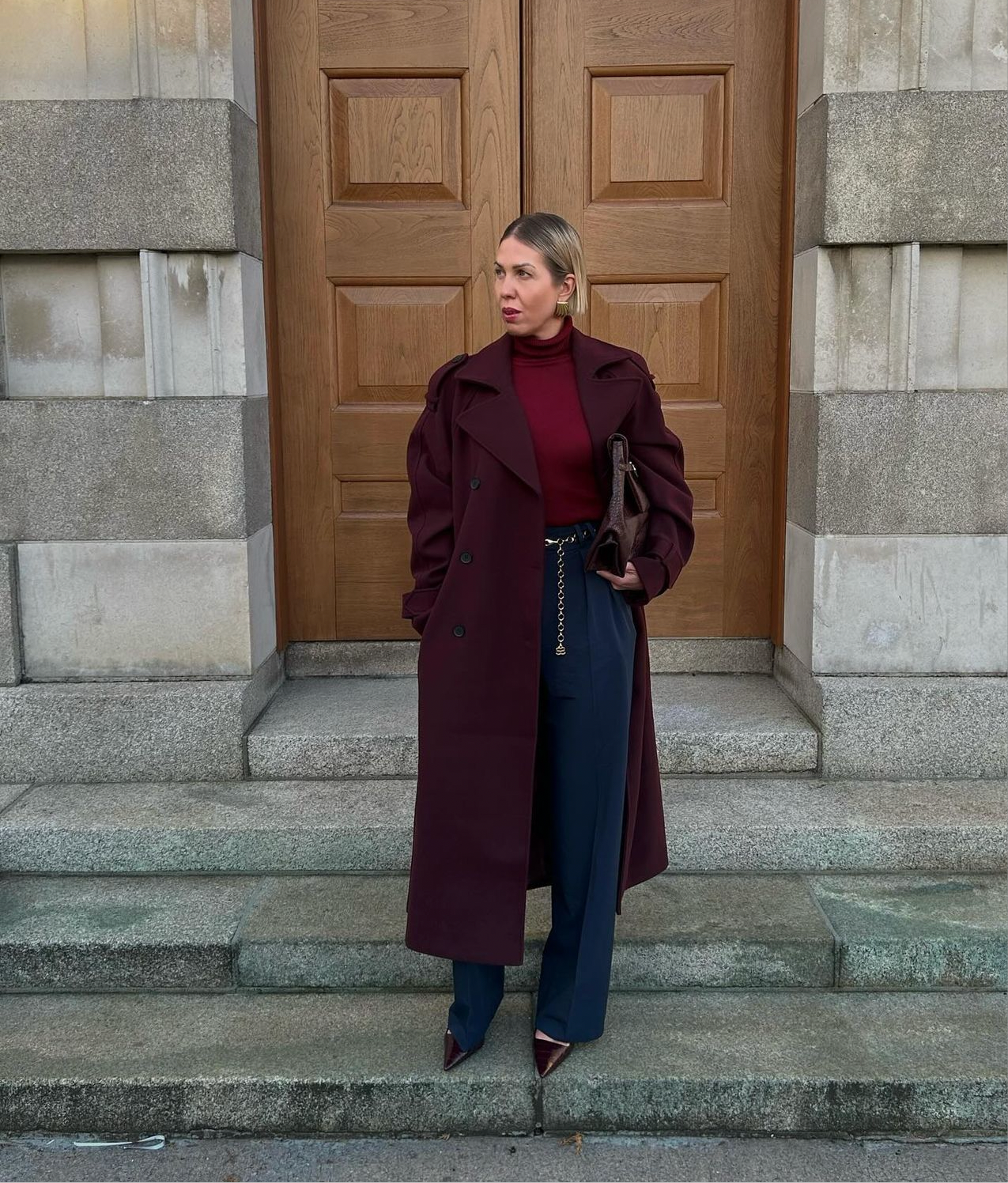GR | Elegant burgundy long coat