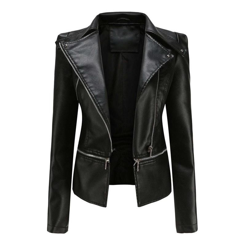 GR | Gothic Soft Leather Jacket with Lapel and Breathable Zipper Design