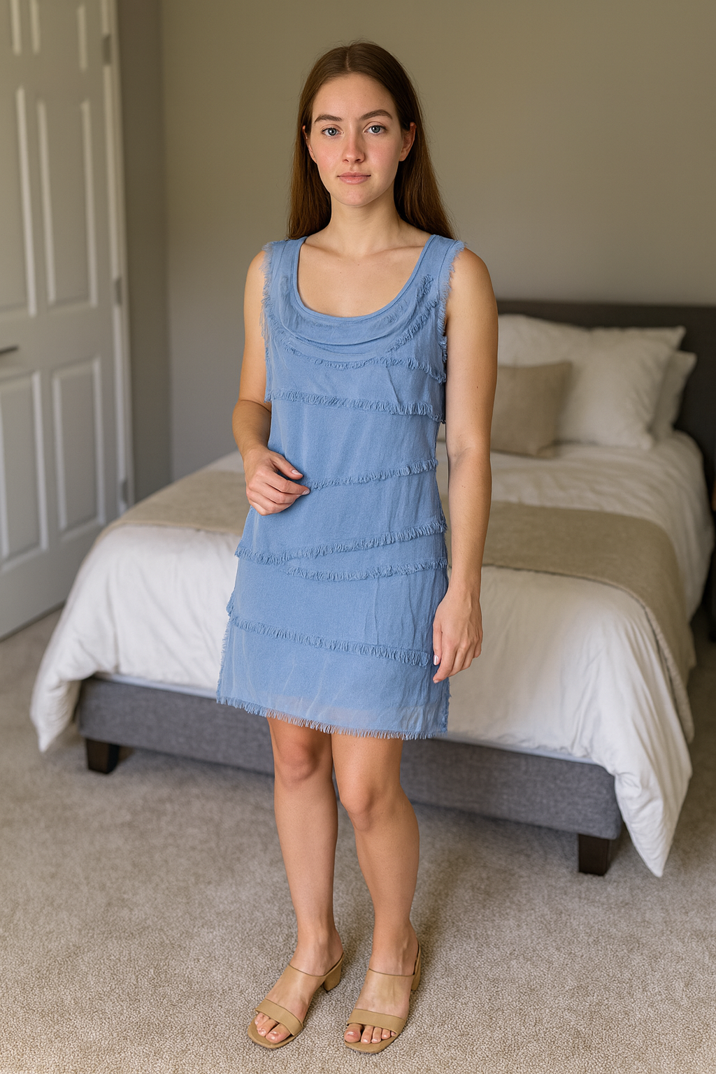 Elegant chiffon dress in a layered look – airy summer dress for parties & special occasions