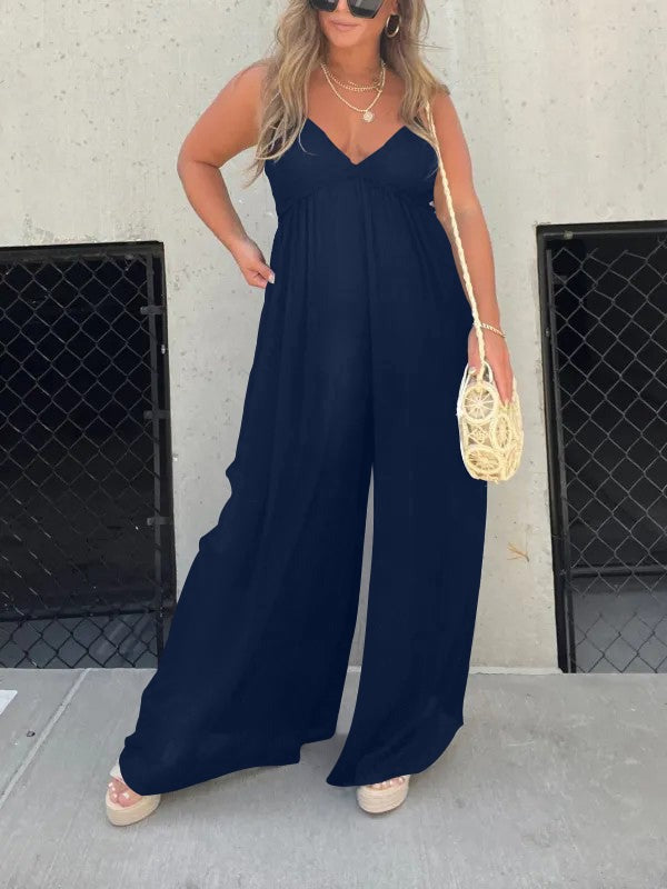 GR | Jumpsuit with V-neck and wide straps