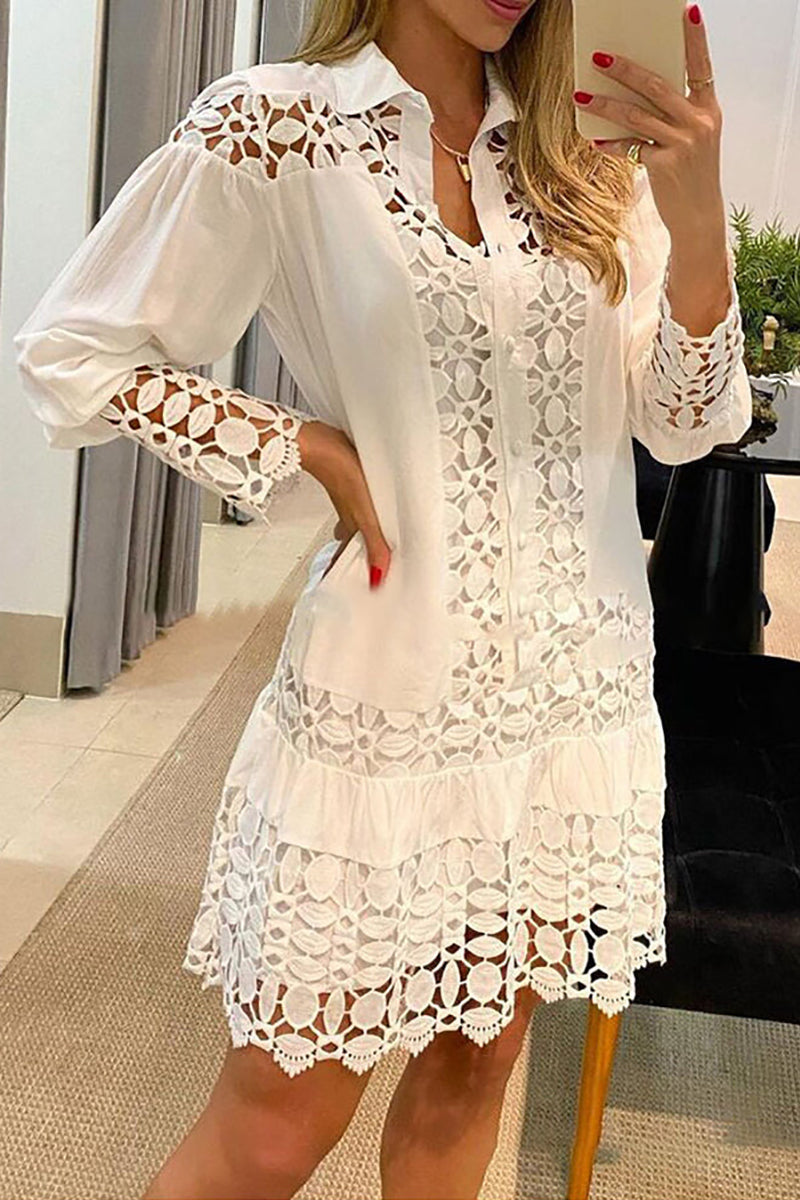 GR | A Bowl for Myself Lace Patchwork Shirt Dress