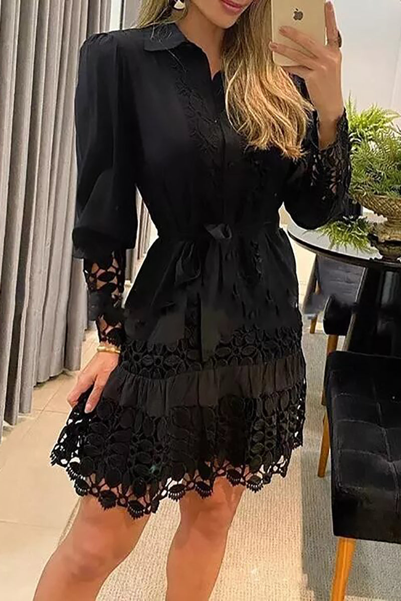 GR | A Bowl for Myself Lace Patchwork Shirt Dress