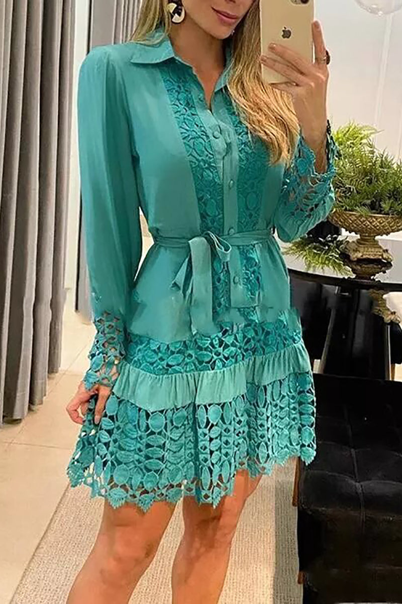 GR | A Bowl for Myself Lace Patchwork Shirt Dress