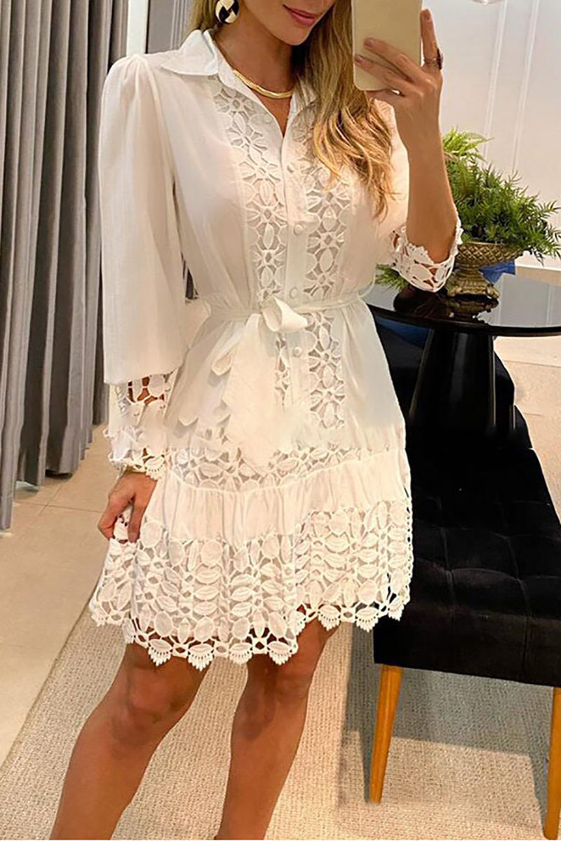 GR | A Bowl for Myself Lace Patchwork Shirt Dress