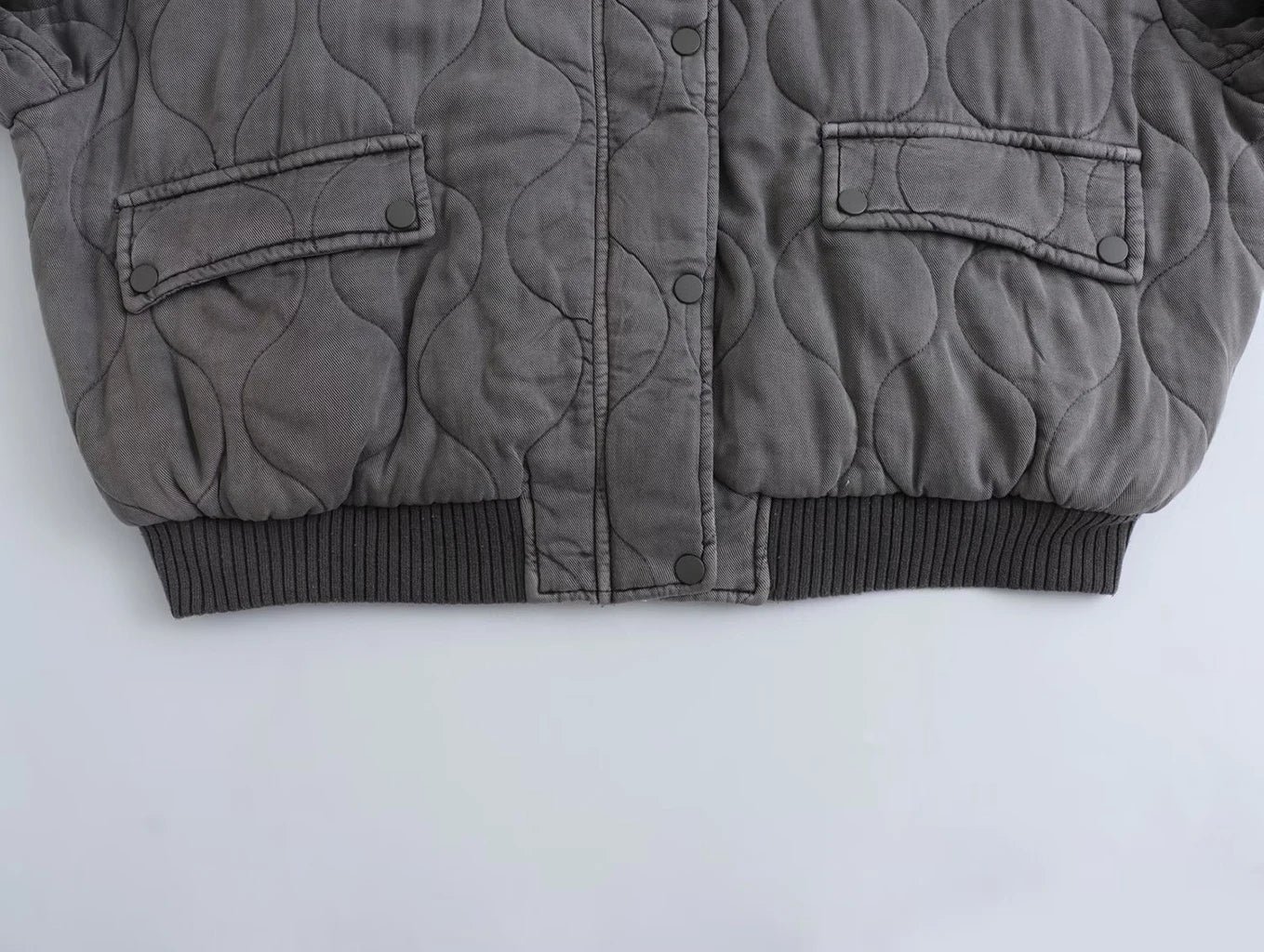 GR | Loose Grey Bomber Jacket for Women