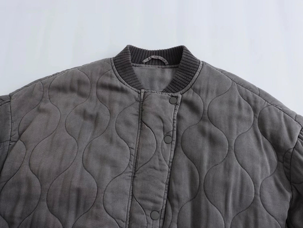 GR | Loose Grey Bomber Jacket for Women