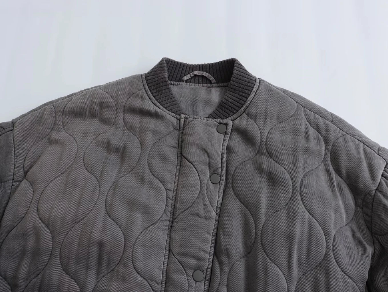 GR | Loose Grey Bomber Jacket for Women