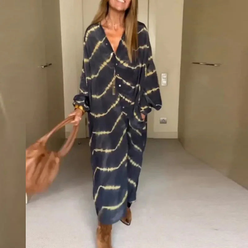 GR | Boho striped long sleeve dress