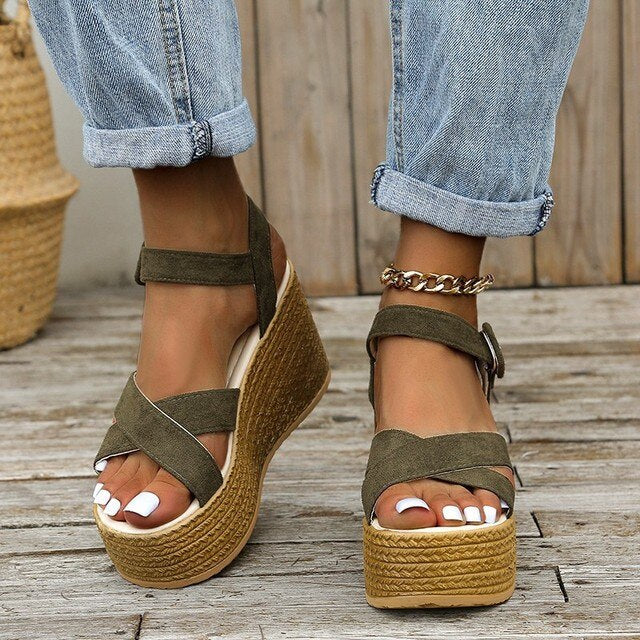 GR | Comfortable Trendy Wedge Heel Sandals for Women with High Heels