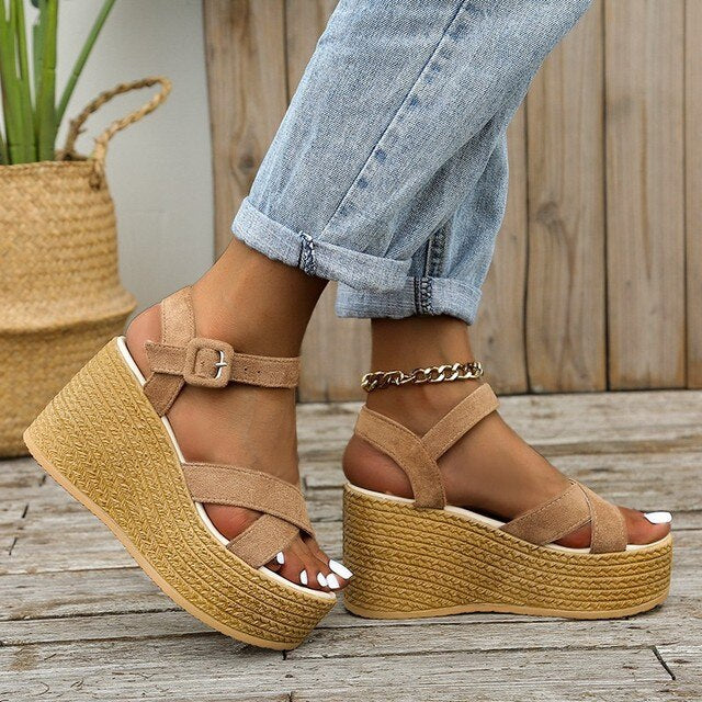 GR | Comfortable Trendy Wedge Heel Sandals for Women with High Heels