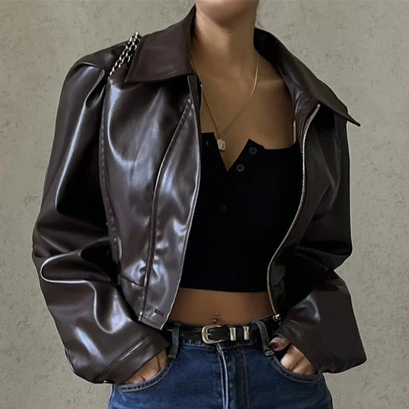 GR - Women's short faux leather jacket