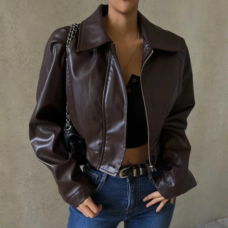 GR - Women's short faux leather jacket