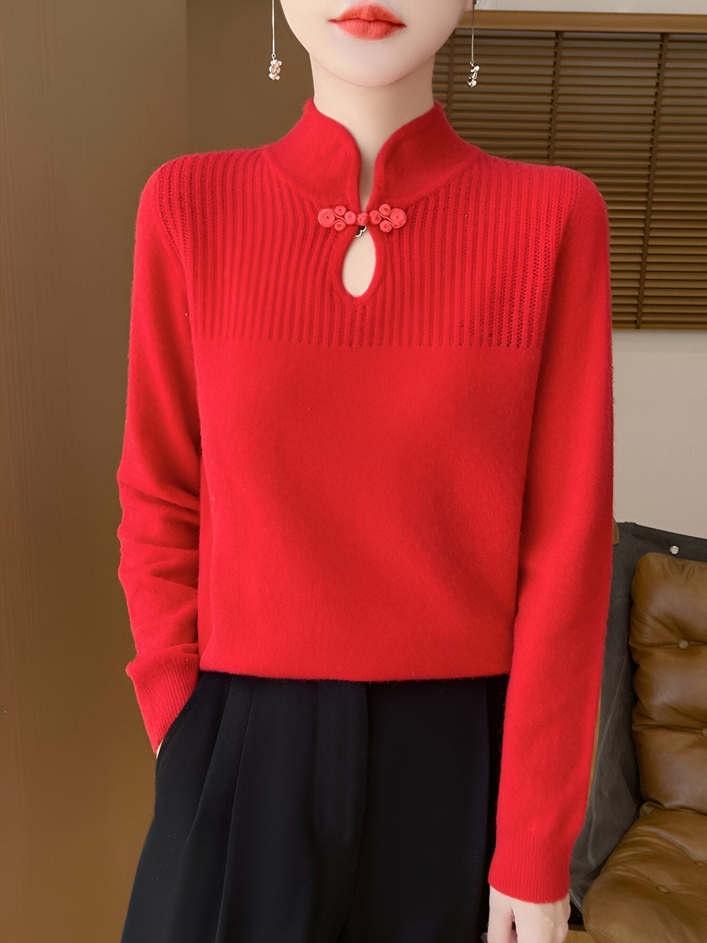 GR | Elegant merino wool sweater in Chinese style