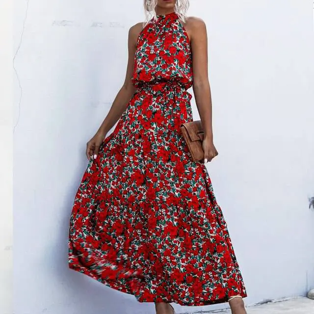 GR | Strapless maxi dress with floral pattern