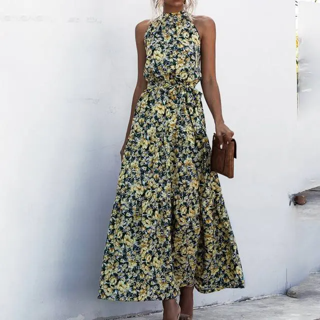 GR | Strapless maxi dress with floral pattern