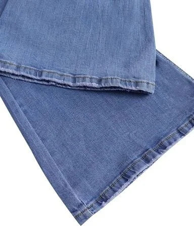 GR | Jeans gewaschen Knopf Damenjeans Jeans mit hoher Taille